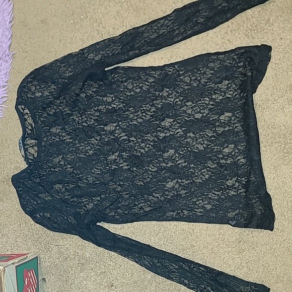 last kiss Tops - Floral Lace Gothic Sheer Black Top